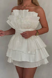 Ndyad Strapless A-Line Short Stunning Prom Dress Fashion Homecoming Dress with Pleats HZ1024