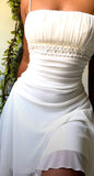 Ndyad White Spaghetti Straps Sleeveless Chiffon Short Prom Dresses HZ1024