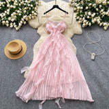 Ndyad Pink Spaghetti Straps Sheath Chiffon Dress Cocktail Party Dress HZ1024