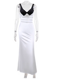 Ndyad Yellow V Neck Sheath Satin Long Prom Dresses Birthday Dresses Glam Guest Dresses HZ1024