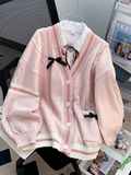 Ndyad preppy bow cardigan sweater HZ1024