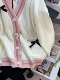 Ndyad preppy bow cardigan sweater HZ1024