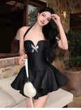 Ndyad Black Halter A-Line Satin Short Evening Gowns Sweet Homecoming Dress HZ1024