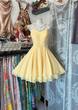 Ndyad Yellow Spaghetti Straps A-Line Chiffon Short Birthday Party Dress HZ1024