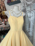 Ndyad Yellow Spaghetti Straps A-Line Chiffon Short Birthday Party Dress HZ1024