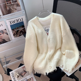 Ndyad Knit Ripped Edge Cardigan Sweater HZ1024