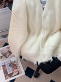 Ndyad Knit Ripped Edge Cardigan Sweater HZ1024