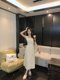 Evafashion Break French Lace Embroidery Floral Ruffle Dress HZ1024
