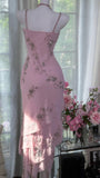 Ndyad Square Neck Pink Sheath Beaded Chiffon Prom Dresses Vintage Evening Gowns HZ1024