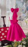 Ndyad Fuchsia Halter Neck A-Line Chiffon Short Party Dress Cocktail Outfit HZ1024