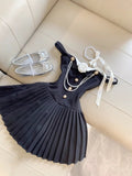 Ndyad Black Hepburn Style Off-shoulder A-Line Pleated Short Party Dress HZ1024