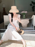 Ndyad Retro Red Square Neck Fly Sleeve Dress HZ1024