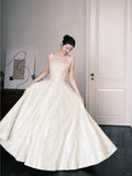 Ndyad Square Neck A-Line Beaded Long Prom Dresses Sweet Birthday Evening Gowns HZ1024