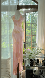 Ndyad Green Halter Sheath Beaded Chiffon Long Prom Dresses Elegant Green Evening Gowns HZ1024