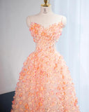 Ndyad Sweetheart A-Line Tulle Stunning Prom Dresses with 3D Appliques Sweet 16 Dress HZ1024