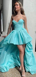 Ndyad Blue Sweetheart Neck A-Line Taffeta Hi-Lo Evening Gown Fashion Party Dress HZ1024