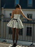 Ndyad Strapless Polka Dot A-Line Satin Short Party Dress HZ1024