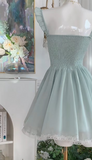 Ndyad Green A-Line Chiffon Lace Short Birthday Party Dress HZ1024