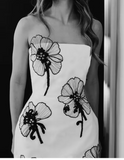 Ndyad White Strapless Birthday Dresses Sheath Satin White Short Formal Dresses Fashion Party Dresses HZ1024