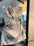 Ndyad White Strapless Birthday Dresses Sheath Satin White Short Formal Dresses Fashion Party Dresses HZ1024