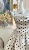 Ndyad Spaghetti Straps Polka Dot A-Line Satin Short Outdoor Party Dress Homecoming Dress HZ1024