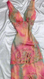 Ndyad Pink V Neck Mermaid Evening Gowns Sleeveless Chiffon Beaded Long Prom Dresses HZ1024