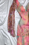 Ndyad Pink V Neck Mermaid Evening Gowns Sleeveless Chiffon Beaded Long Prom Dresses HZ1024