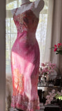 Ndyad Pink Square Neck Sheath Lace Chiffon Short Vintage Prom Dresses HZ1024