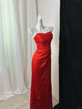 Ndyad Green Spaghetti Straps A-Line Satin Long Prom Dresses Formal Evening Dresses HZ1024