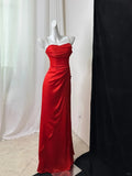 Ndyad Green Spaghetti Straps A-Line Satin Long Prom Dresses Formal Evening Dresses HZ1024