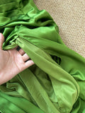 Ndyad Green Spaghetti Straps A-Line Satin Long Prom Dresses Formal Evening Dresses HZ1024
