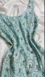 Ndyad Blue Jewel Sheath Lace Beaded Short Retro Evening Gowns HZ1024