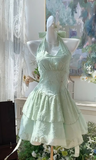 Ndyad Green Halter A-Line Short Party Dress for Birthday & Cocktail Party HZ1024