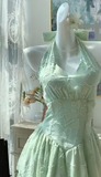 Ndyad Green Halter A-Line Short Party Dress for Birthday & Cocktail Party HZ1024