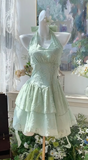 Ndyad Green Halter A-Line Short Party Dress for Birthday & Cocktail Party HZ1024