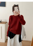 Ndyad style gentle solid color round neck long sleeve sweater HZ1024