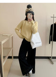 Ndyad style gentle solid color round neck long sleeve sweater HZ1024