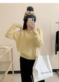 Ndyad style gentle solid color round neck long sleeve sweater HZ1024