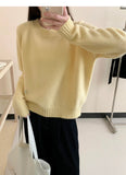 Ndyad style gentle solid color round neck long sleeve sweater HZ1024