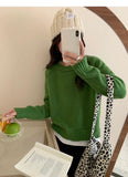 Ndyad style gentle solid color round neck long sleeve sweater HZ1024