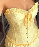 Ndyad Yellow Strapless Bodycon Chiffon Satin Short Party Dress Fashion Homecoming Dress HZ1024