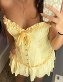 Ndyad Yellow Strapless Bodycon Chiffon Satin Short Party Dress Fashion Homecoming Dress HZ1024