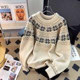 Ndyad Fair Isle Crew Neck Long Sleeve Sweater HZ1024