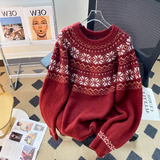 Ndyad Fair Isle Crew Neck Long Sleeve Sweater HZ1024