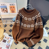 Ndyad Fair Isle Crew Neck Long Sleeve Sweater HZ1024