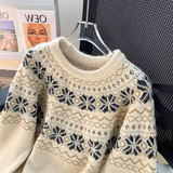 Ndyad Fair Isle Crew Neck Long Sleeve Sweater HZ1024