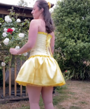 Ndyad Yellow Off Shoulder Sheath Satin Short Homecoming Dress HZ1024