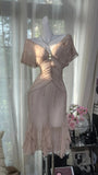 Ndyad V-neck Short Sleeve Chiffon Short Dress HZ1024