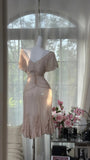 Ndyad V-neck Short Sleeve Chiffon Short Dress HZ1024