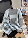 Ndyad retro color matching embroidered long sleeve sweater HZ1024